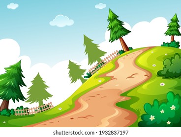 Ilustración de paisajes de parque vacío