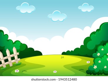 Empty park landscape scene illustration
