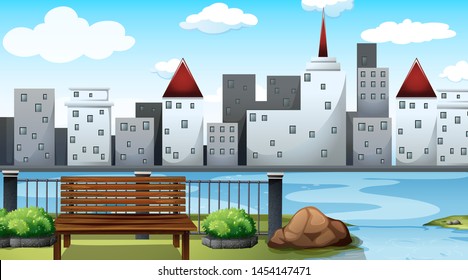 Empty park scene with view to city illustration