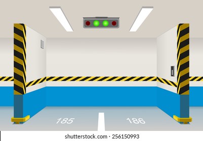 Empty parking lot area. Vector illustration