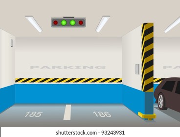 Empty parking lot area. Vector illustration