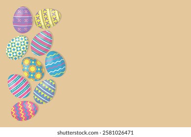 Empty pastel background with Easter eggs.