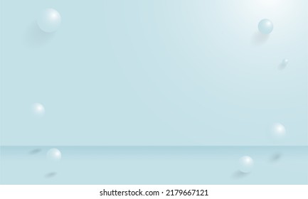 Fondo vacío del estudio de malla azul Pastel. Ilustración de vectores editable con espacio de copia en EPS 10. Plantilla 3d minimalista. Perfecto para visualización de productos, diseño de contenido, banners, web, portadas, estudio