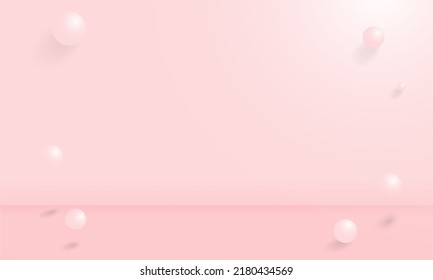 Empty Pastel Pale Pink Mock up studio background. Editable Vector Illustration with copy space in EPS 10. Minimalist 3d template. Perfect for product display, content design, banners, web, covers.