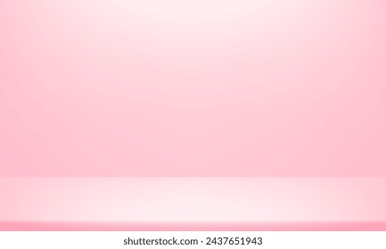 Empty pastel Pink studio room background. Abstract studio room platform design. Use for product display presentation, cosmetic display mockup, showcase, media banner, etc. Vector illustration.