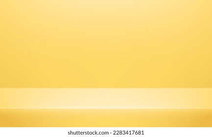 Leeres pastellgelbes Studiohintergrund. Platz für die Anzeige von Produkten. Vektorgrafik.