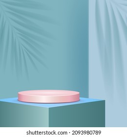 Empty pedestal for award ceremony or presentation products. Vector illustration.