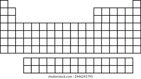 Symbol "Periodensystem der Elemente leeren". Leeres Periodensystem der Elemente in Chemie. Wissenschaftliche Ressourcen für Lehrer und Schüler Symbol. flacher Stil.