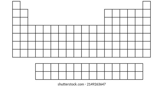 Empty periodic table of elements vector illustration isolated on white background.