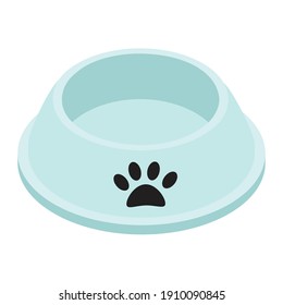 Empty Pet Bowl For Cat. Isolated On White Background. Isometric View. Vector