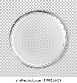 Empty petri dish isolated realistic vector illustration. Concept laboratory tests and research. Transparent chemistry glassware