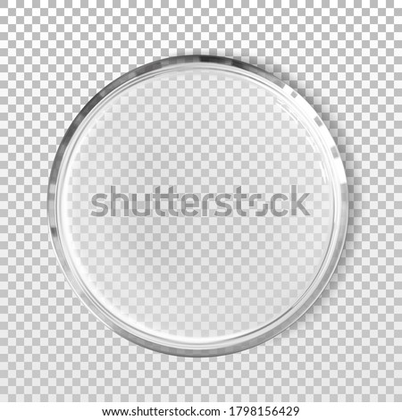 Empty petri dish isolated realistic vector illustration. Concept laboratory tests and research. Transparent chemistry glassware