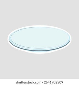 Empty Petri Dish Sticker. Simple vector illustration sticker of an empty petri dish, ideal for science, laboratory, and medical themes
