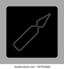 Empty Phial vector icon. Style is flat rounded square button, gray and black colors, silver background.