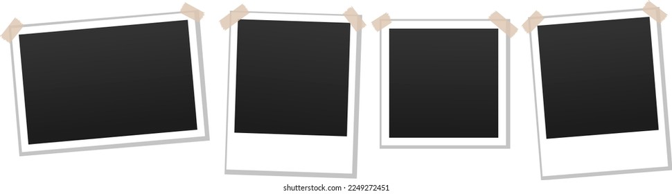 Empty photo card frames. Mockup for design. Vector illustration on isolated white background.