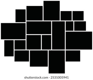 Empty photo collage random mosaic squares, mosaic element. Stock vector illustration, clip-art graphics background. 