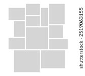 Empty photo collage template of 12 parts. Frames for photo. Collage concept. Vector Illustration.