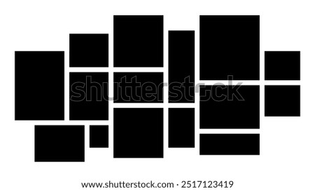 Empty photo collage template of 15 parts. Frames for photo. Collage concept. Vector Illustration.