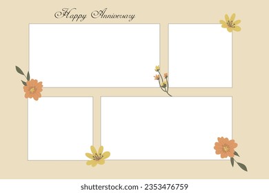 Empty photo collage template of 4 parts.