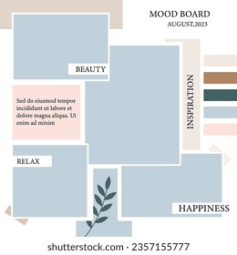Empty photo collage template of 4 parts. Vector poster frame mockup. four photos, new collections