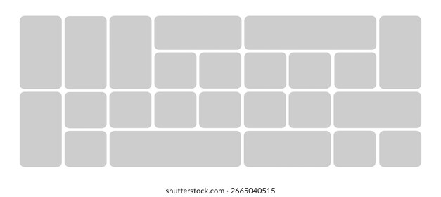 Empty photo collage template with four frames. Vector mockup for poster, wall art, or gallery display.