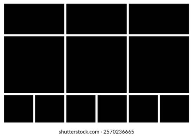 Empty photo collage vector template. background and rectangle shape for wall moodboard. Picture frame texture pattern for wall gallery presentation.
