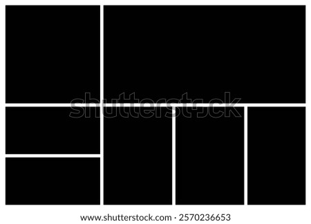 Empty photo collage vector template. background and rectangle shape for wall moodboard. Picture frame texture pattern for wall gallery presentation.