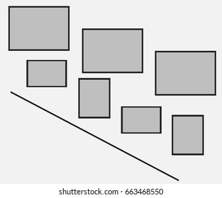 Empty photo Frame collection isolated on grey background