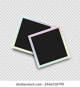 Composición de marco de foto vacío con línea rgb y sombra aislada sobre fondo transparente. Marco de maqueta realista.