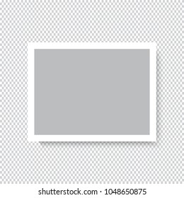 Empty photo frame on transparent background. Vector illustration