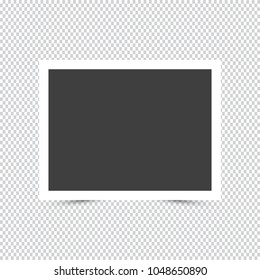 Empty photo frame on transparent background. Vector illustration