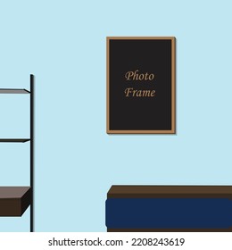 Empty Photo Frame On wall for mockup vector illustration