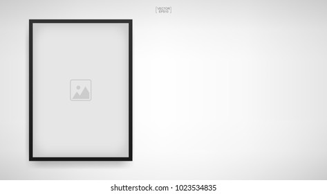 Empty photo frame or picture frame on white background. Background for artwork, photography, poster and banner product with area for copy space. Vector illustration.