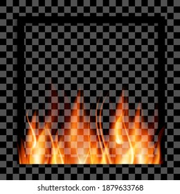 Empty Photo Frame with Realistic Fire Template for Media Post  in Social Network. Vector Illustration