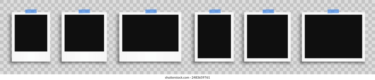 Empty photo frame, set realistic photo card frame mockup variants with shadows