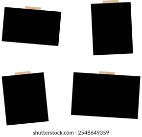 Empty photo frame, set realistic photo card frame mockup with different shadows vector on white background.