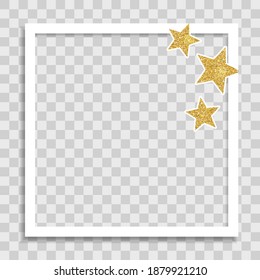 Empty Photo Frame Template with Glossy Star for Media Post  in Social Network. Vector Illustration