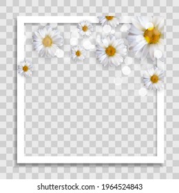 Empty Photo Frame Template with Spring Flowers for Media Post  in Social Network. Vector Illustration EPS10