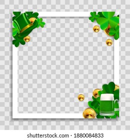 Empty Photo Frame Template St.Patrick 's Day for Media Post  in Social Network. Vector Illustration
