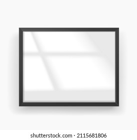 Empty photo frame with transparent glass. Shadow overlay vector effect