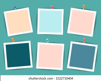 Empty photo frames on a dark turquoise background, can be used as mocap for posters and social media. Vector illustration.