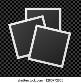 Empty photo frames on transparent background. Vector illustration