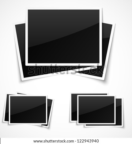 Empty photo frames on white background. Vector illustration