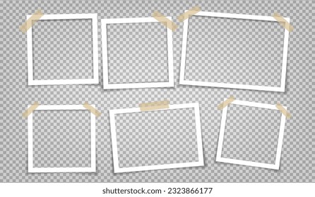 Empty photo frames with shadow effects. Vintage photo frame for your picture. Vector illustration in realistic style.