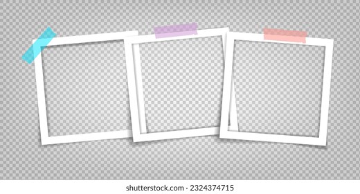 Empty photo frames with shadow effects. Vintage photo frame for your picture. Vector illustration in realistic style.