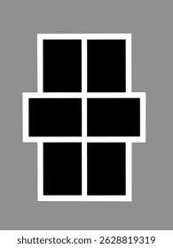 Empty photo frames, vector collage template layout of six photo frames