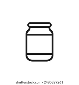 Empty pickle jar icon vector. Food container for canning. Conservation symbol on white background. Flat design style. Isolated on white background. For websites and interfaces. Editable stroke