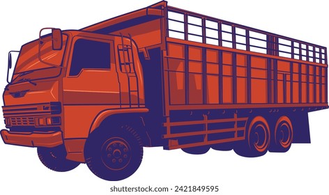 camioneta vacía - Vector de camión - color naranja y negro 