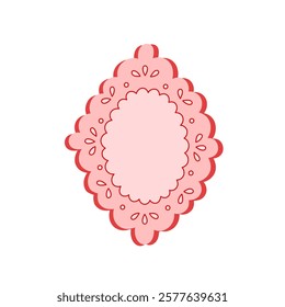 Empty picture frame or mirror in vintage victorian style. Antique classic framework. Coquette aesthetics border, retro decoration. Flat vector illustration isolated on white background