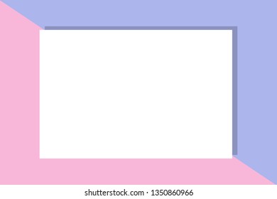 Empty picture frame mock up. Minimalism template flat lay out. Colorful paper background. Empty place for text, design your idea, quotes and sayings